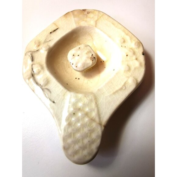 Vtg  60s Japanese Tea Caddy Jar Lidded Octagon Cream Cherry Blossom Sunburst - Picture 6 of 10